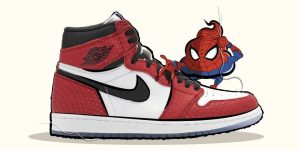 cartoon shoe collab Jordan 1 Spiderman