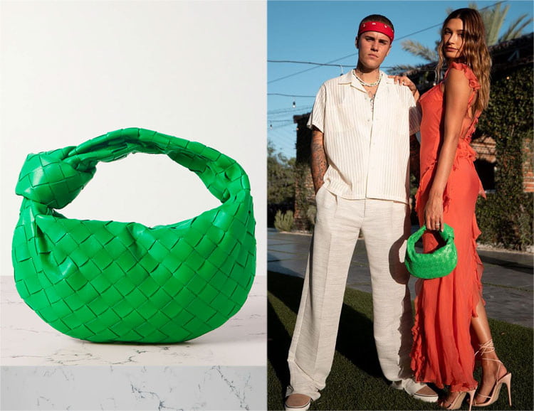 hailey-bieber-Bottega-Green-handbag