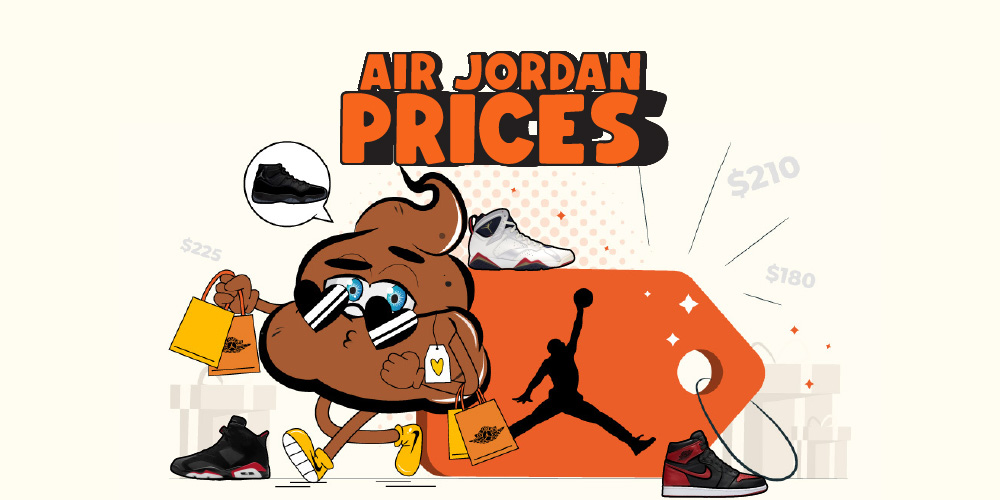A lineup of Air Jordan sneakers in different silhouettes and colorways used as the cover image for our Air Jordan prices guide.
