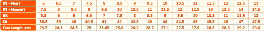 nike shoe size chart download