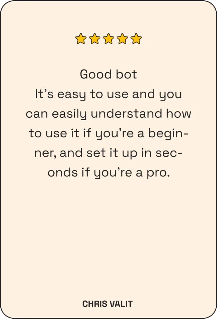 5-star The Shit Bot review by Chris Valit: easy for beginners, sets up in seconds for pros