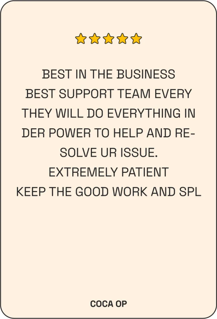 5-star The Shit Bot review by Coca OP: best support team in the business