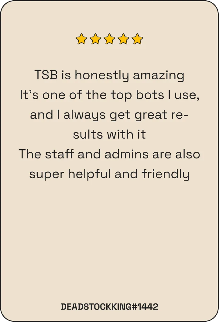 5-star The Shit Bot review by Deadstockking: a top bot with great results and helpful staff