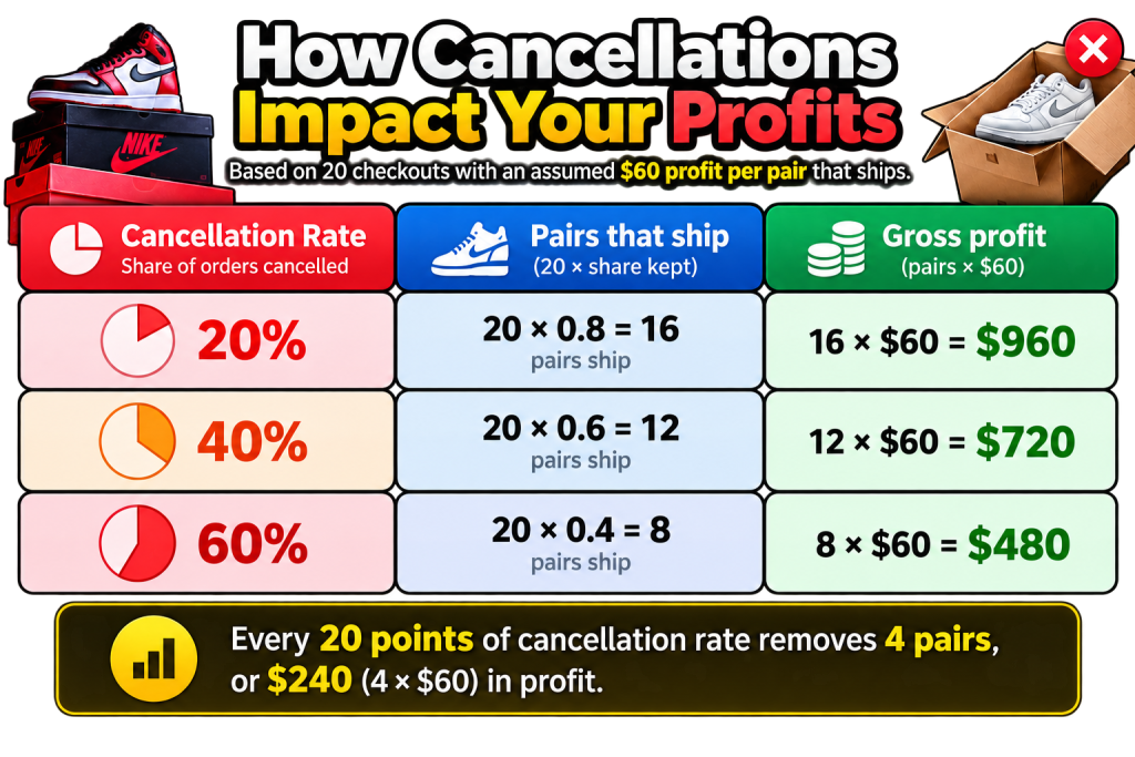 How order cancellations impact sneaker resale profits
