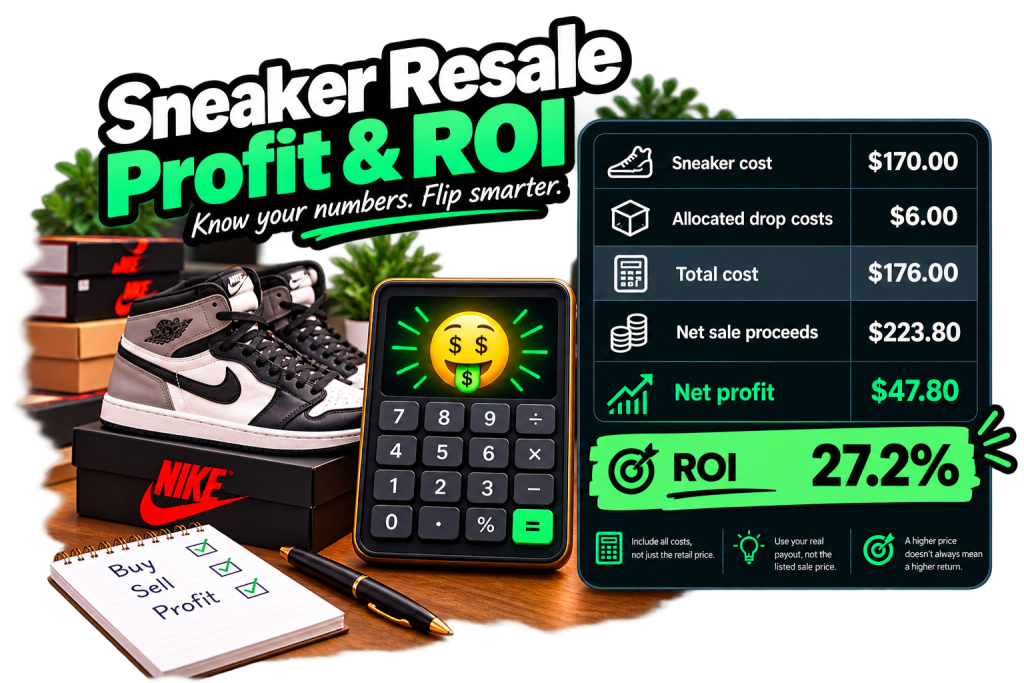 Sneaker resale profit and ROI calculation example