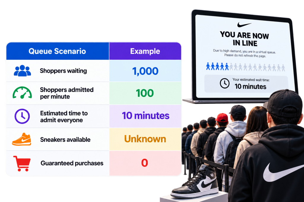Sneaker queues explained with a virtual queue example