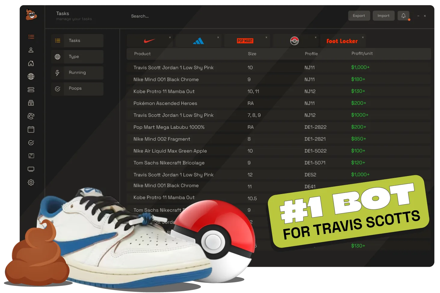 Want an easy way to cop SNKRS and profit from Pokémon cards & Labubus? Get The Shit Bot!